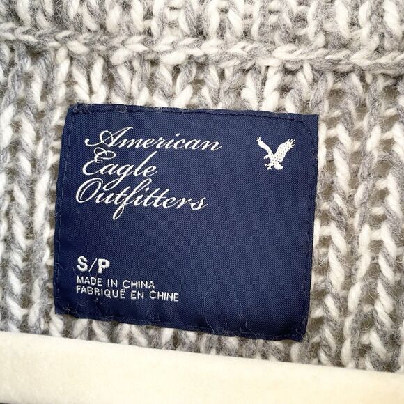 American Eagle Outfitters Womens Cardigan Sweater S Wool Blend Gray Chunky Knit - Picture 5 of 11